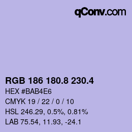 カラーコード: RGB 186 180.8 230.4 | qconv.com