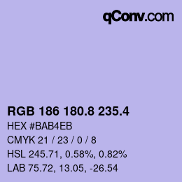 カラーコード: RGB 186 180.8 235.4 | qconv.com