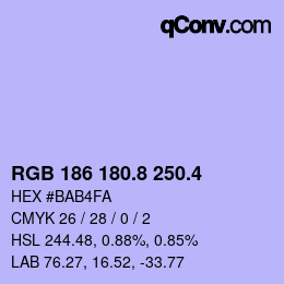 カラーコード: RGB 186 180.8 250.4 | qconv.com
