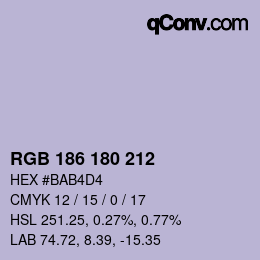 カラーコード: RGB 186 180 212 | qconv.com