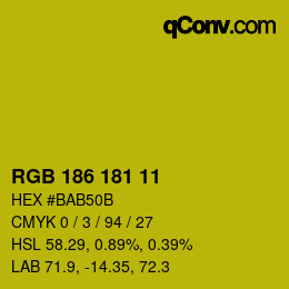 Color code: RGB 186 181 11 | qconv.com