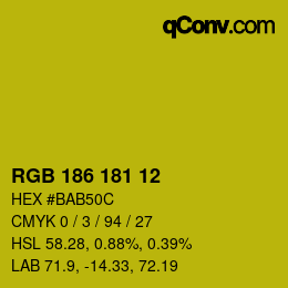 Color code: RGB 186 181 12 | qconv.com