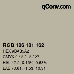 Color code: RGB 186 181 162 | qconv.com