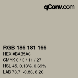 Color code: RGB 186 181 166 | qconv.com