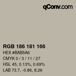 颜色代码: RGB 186 181 166 | qconv.com