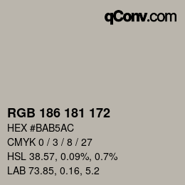 Color code: RGB 186 181 172 | qconv.com