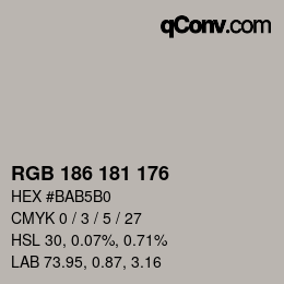 Farbcode: RGB 186 181 176 | qconv.com