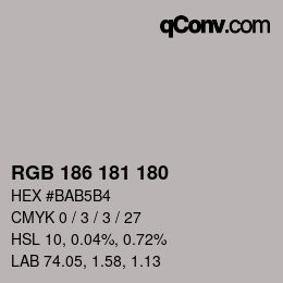 カラーコード: RGB 186 181 180 | qconv.com