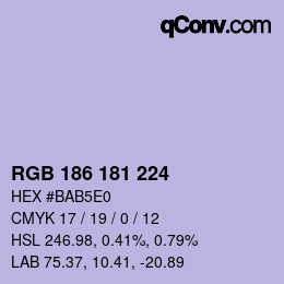 カラーコード: RGB 186 181 224 | qconv.com