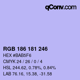 Color code: RGB 186 181 246 | qconv.com