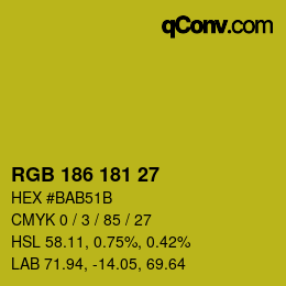 Color code: RGB 186 181 27 | qconv.com