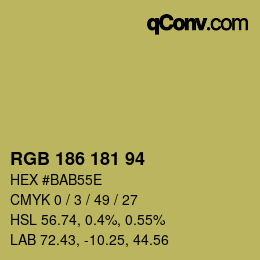 Color code: RGB 186 181 94 | qconv.com