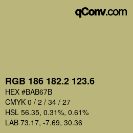 カラーコード: RGB 186 182.2 123.6 | qconv.com