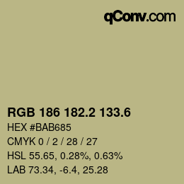 カラーコード: RGB 186 182.2 133.6 | qconv.com