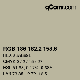 カラーコード: RGB 186 182.2 158.6 | qconv.com