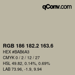 カラーコード: RGB 186 182.2 163.6 | qconv.com