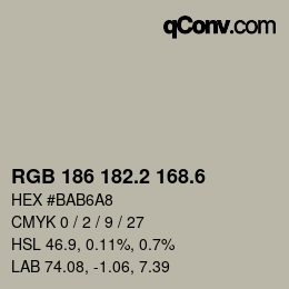 カラーコード: RGB 186 182.2 168.6 | qconv.com