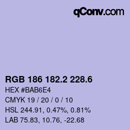 カラーコード: RGB 186 182.2 228.6 | qconv.com