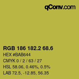 カラーコード: RGB 186 182.2 68.6 | qconv.com