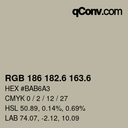 カラーコード: RGB 186 182.6 163.6 | qconv.com