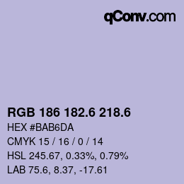 カラーコード: RGB 186 182.6 218.6 | qconv.com