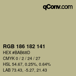 Código de color: RGB 186 182 141 | qconv.com