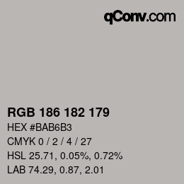 Color code: RGB 186 182 179 | qconv.com