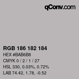 颜色代码: RGB 186 182 184 | qconv.com