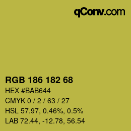 Color code: RGB 186 182 68 | qconv.com