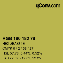Color code: RGB 186 182 78 | qconv.com