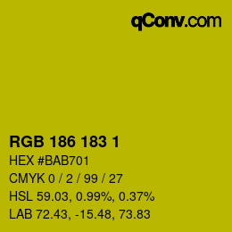 Color code: RGB 186 183 1 | qconv.com