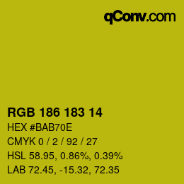 Color code: RGB 186 183 14 | qconv.com