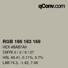 Color code: RGB 186 183 169 | qconv.com