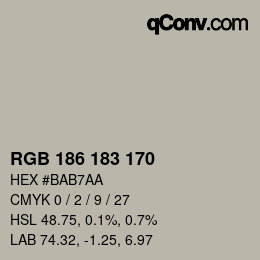 Color code: RGB 186 183 170 | qconv.com