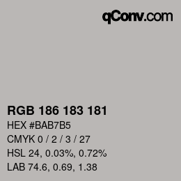 Color code: RGB 186 183 181 | qconv.com