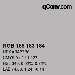 颜色代码: RGB 186 183 184 | qconv.com