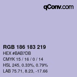 Color code: RGB 186 183 219 | qconv.com