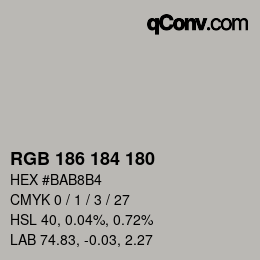 カラーコード: RGB 186 184 180 | qconv.com