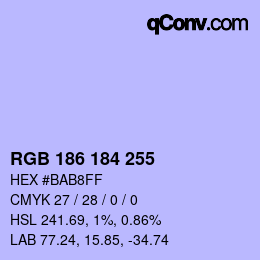 カラーコード: RGB 186 184 255 | qconv.com