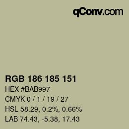 Color code: RGB 186 185 151 | qconv.com