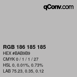 Color code: RGB 186 185 185 | qconv.com