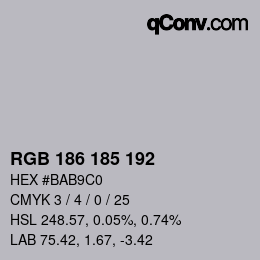 Color code: RGB 186 185 192 | qconv.com