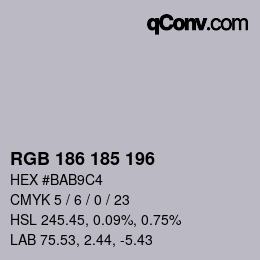 Color code: RGB 186 185 196 | qconv.com