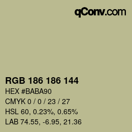 Color code: RGB 186 186 144 | qconv.com