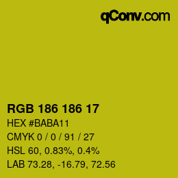 Color code: RGB 186 186 17 | qconv.com