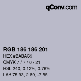 Color code: RGB 186 186 201 | qconv.com