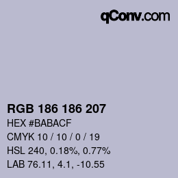 Color code: RGB 186 186 207 | qconv.com