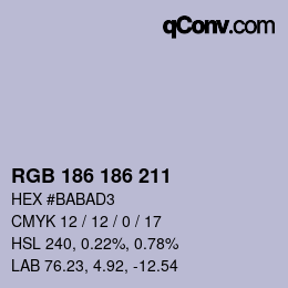 Color code: RGB 186 186 211 | qconv.com