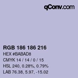 Color code: RGB 186 186 216 | qconv.com