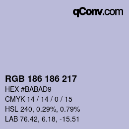 Farbcode: RGB 186 186 217 | qconv.com